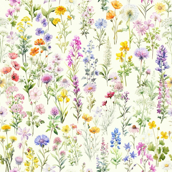 Wildflowers wallpaper on ivory