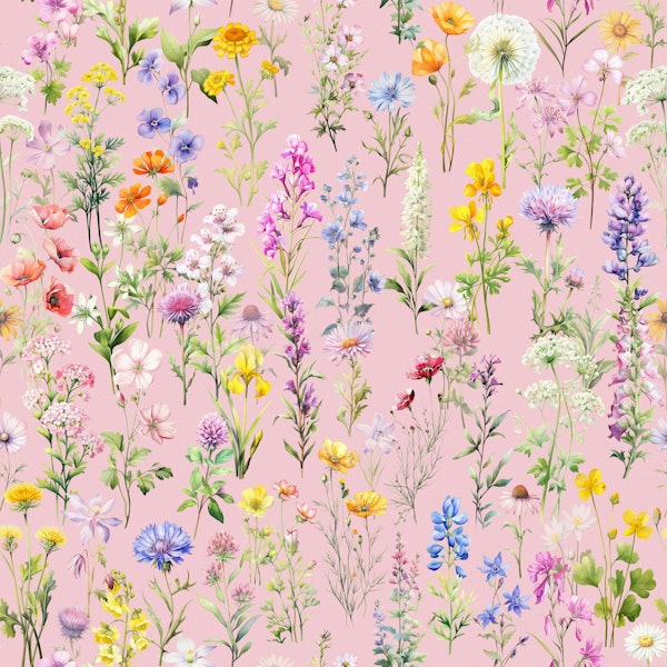 Wildflowers wallpaper on pink