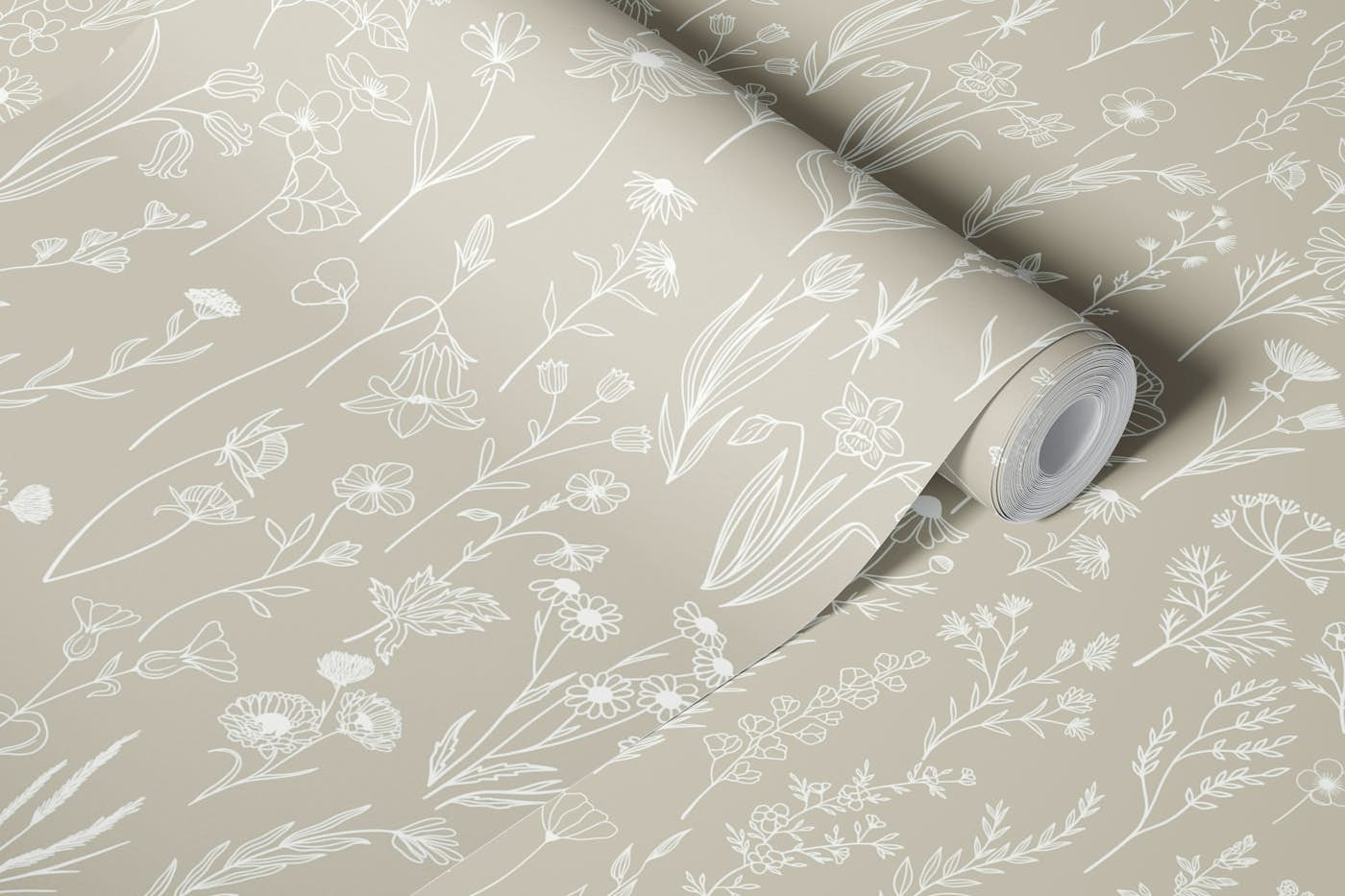 Wildflowers Drawing pattern 1 wallpaper roll