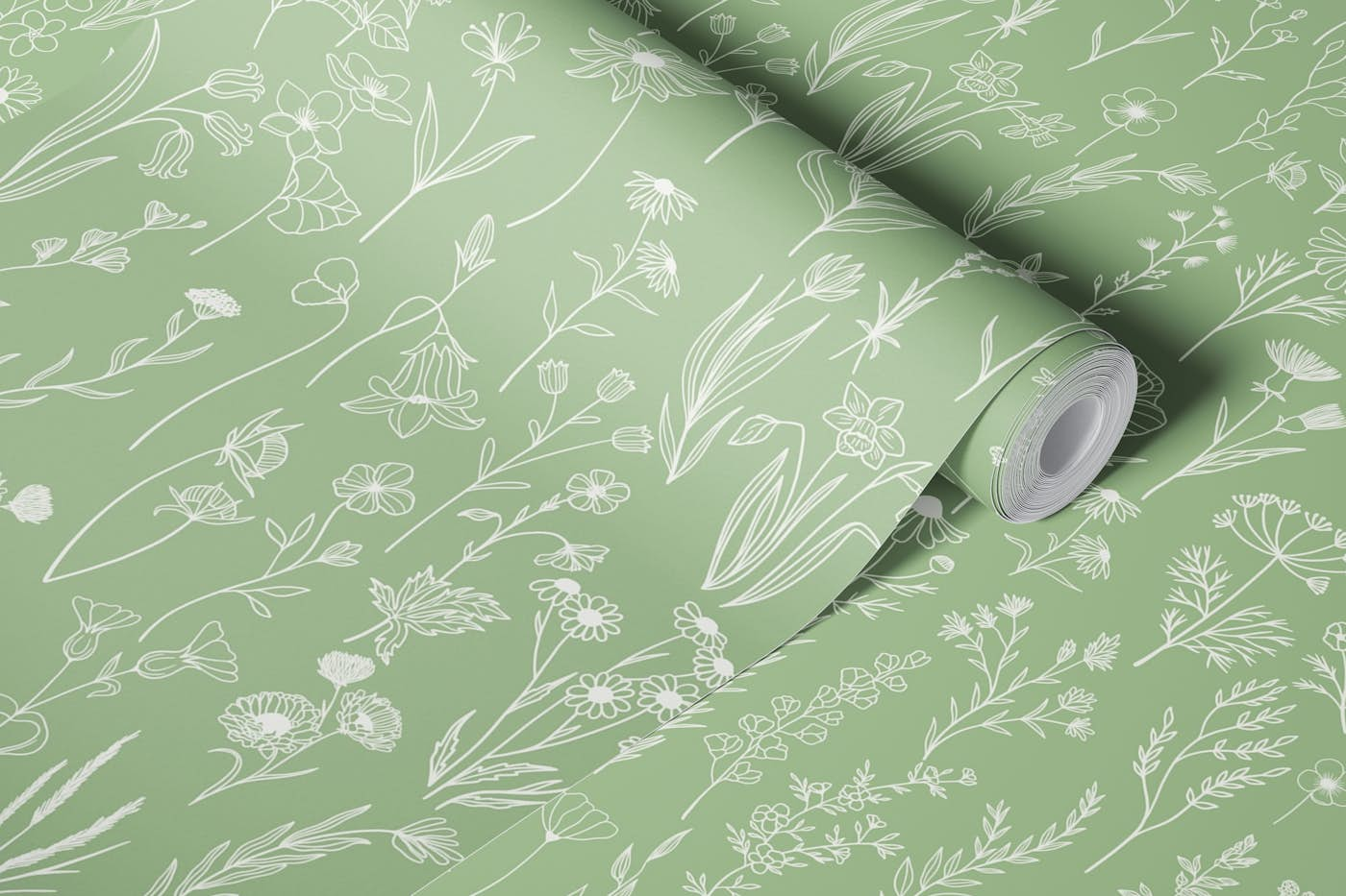 Wildflowers Drawing pattern 5 wallpaper roll