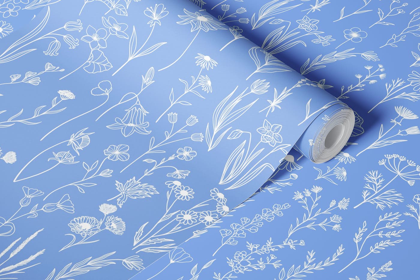 Wildflowers Drawing pattern 7 wallpaper roll