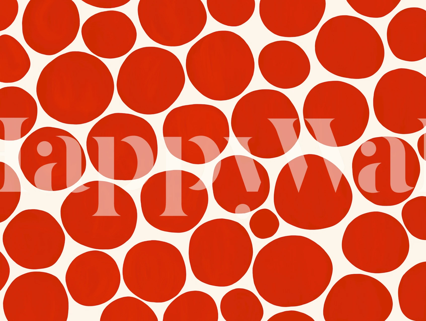 Red circles wallpaper in a room
