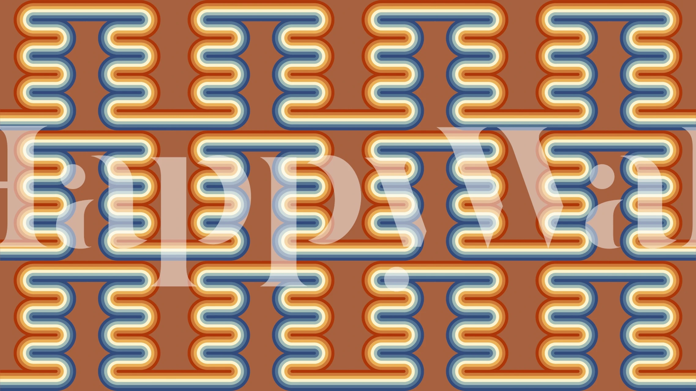 Earthy 70s Waves behangontwerp in een kamer