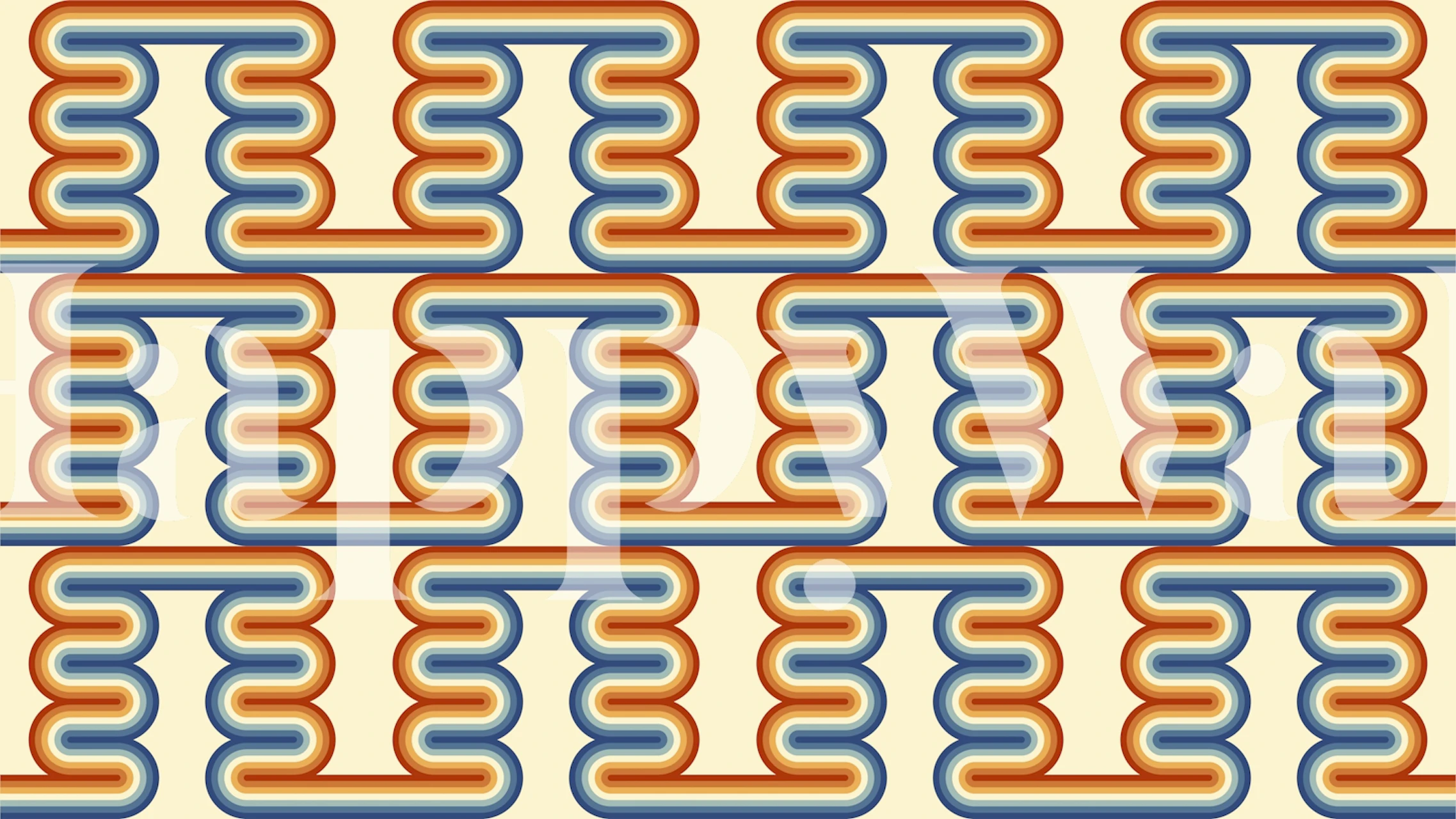 70s Waves Nostalgia Pattern wallpaper in a room