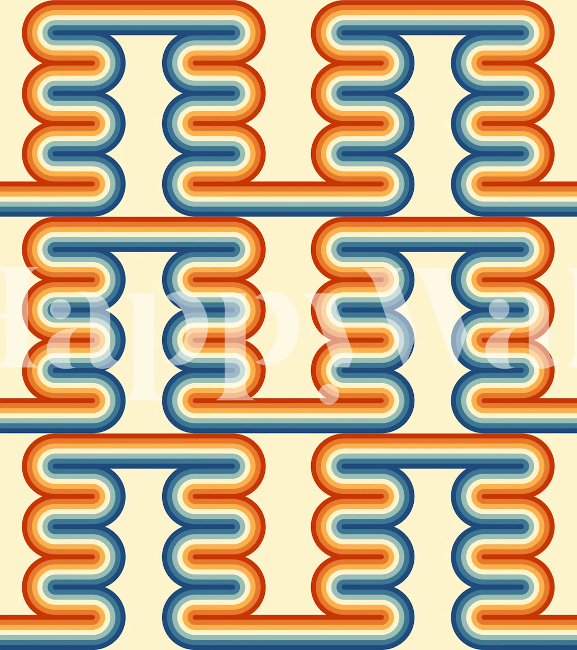 70s Waves Nostalgia Pattern wallpaper in a room