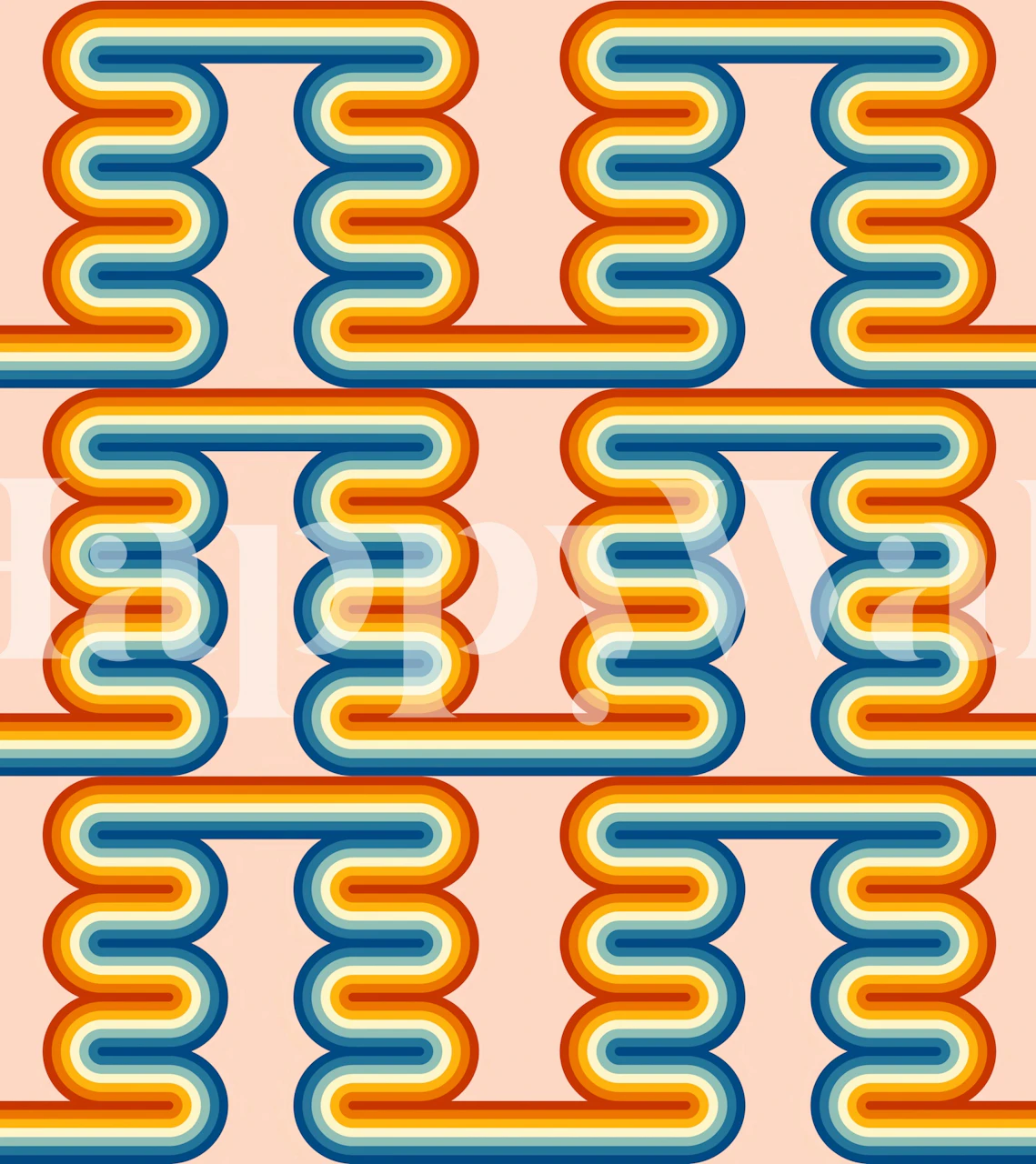 Värikäs retro tapetti huoneessa