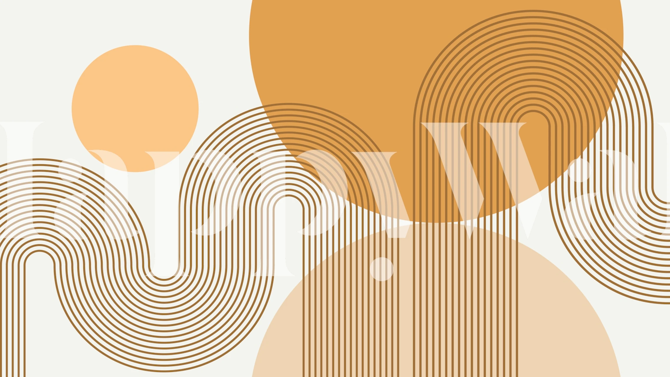 Neutral curvy lines wallpaper in a room