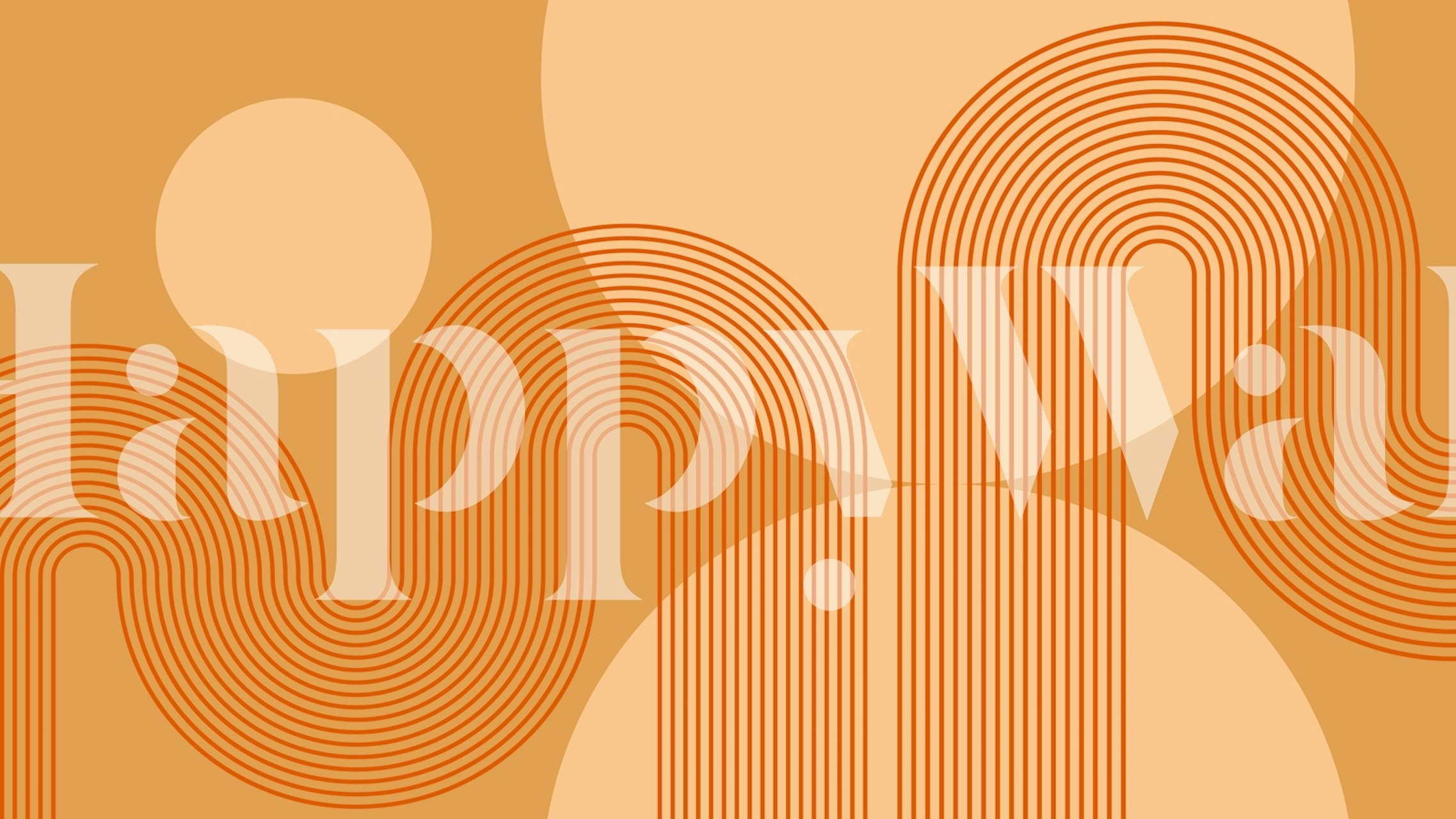 Tapeta Tan Orange Curvy Lines w pokoju