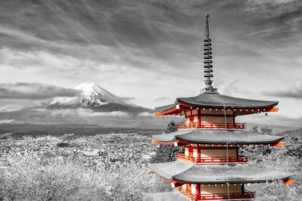 Mount Fuji with Chureito Pagoda | colorkey