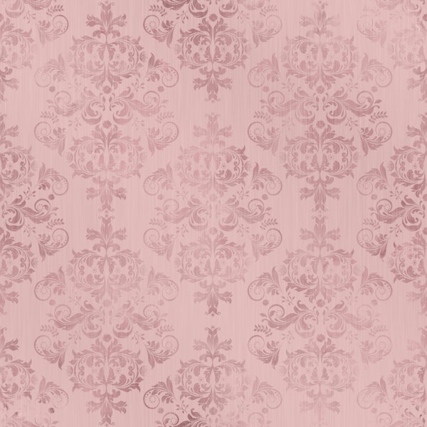 Vintage Chintz Damask Pattern Pastel Pink
