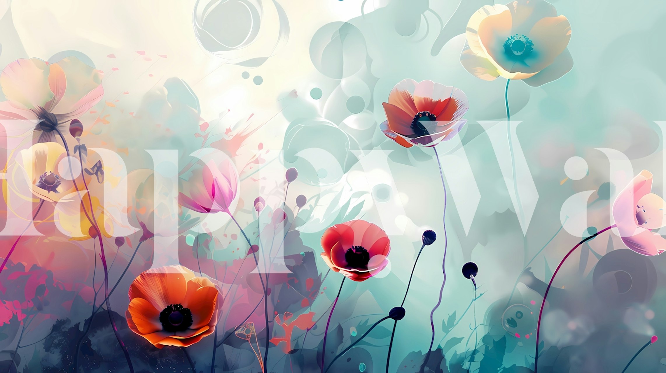 Colorful flowers on a soft pastel background wallpaper