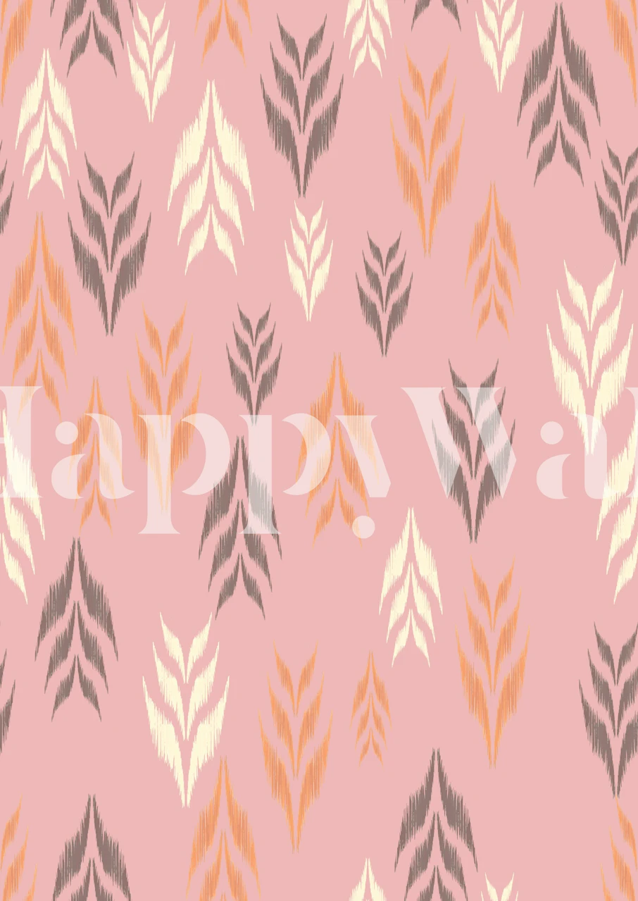 Ikat - Leaves 6 Dizajn tapeta u sobi