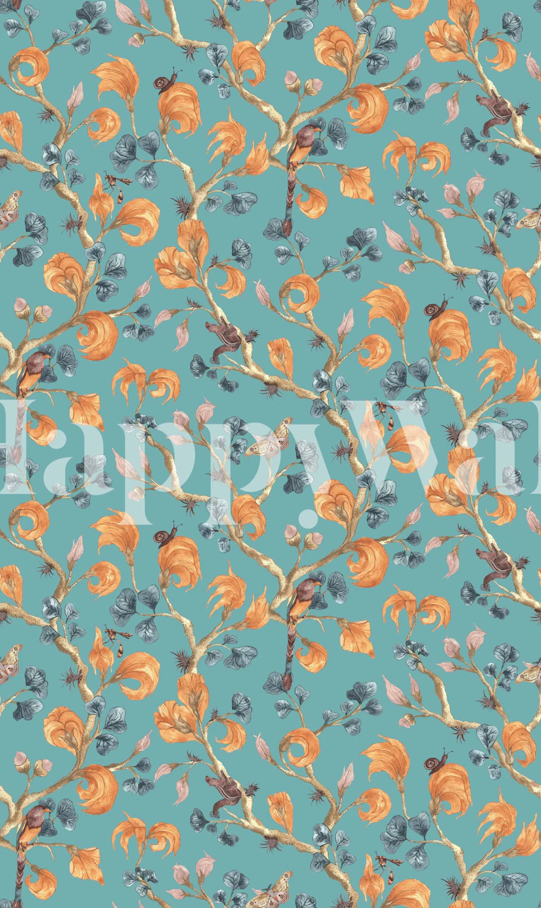 Floral wallpaper design in a room