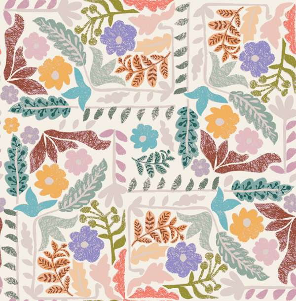 Block print geometric meadow light