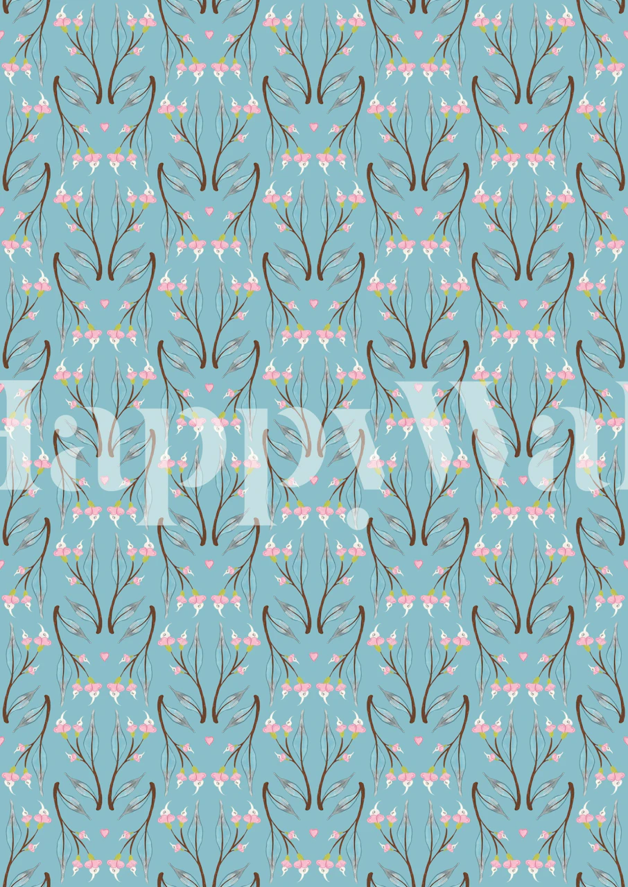 Leaves 7 wallpaper design displayed in a room