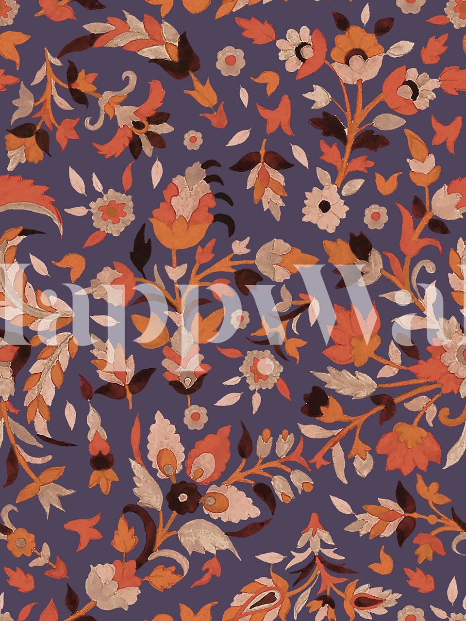 Paisley floral pattern wallpaper in room setting