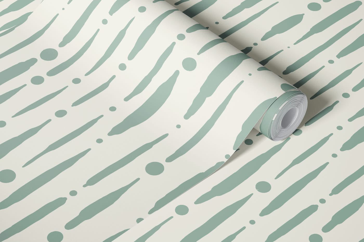 Dripping lines sage wallpaper roll