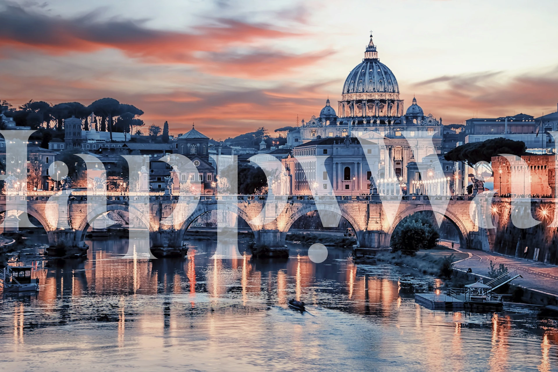 Papel pintado Pink Rome en un ambiente acogedor