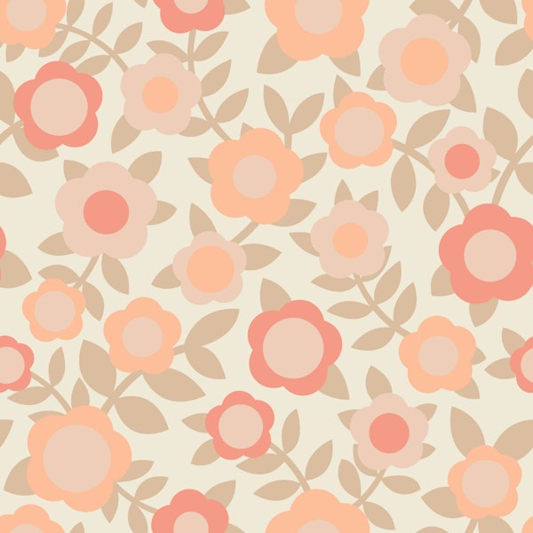 Modern Retro Scandinavian Flowers, Peach Fuzz