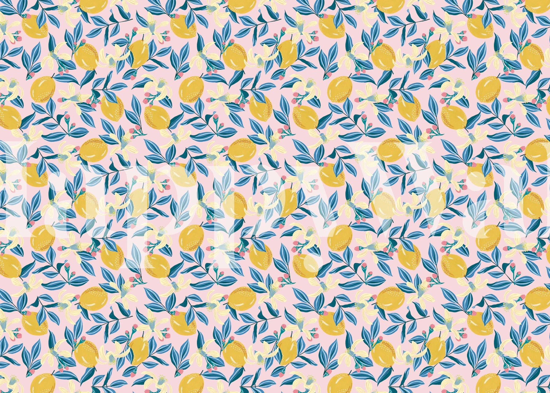 Sweet lemons and leaves wallpaper design