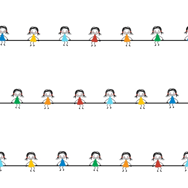 Rainbow Doodle Girls Stick Figure Lines