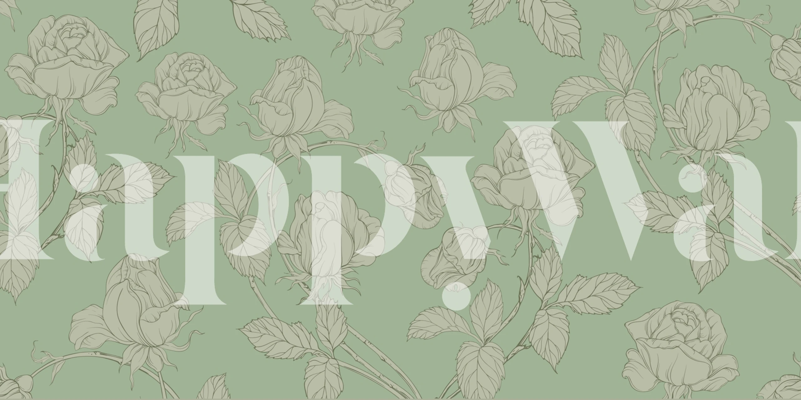 Green floral wallpaper design in a room