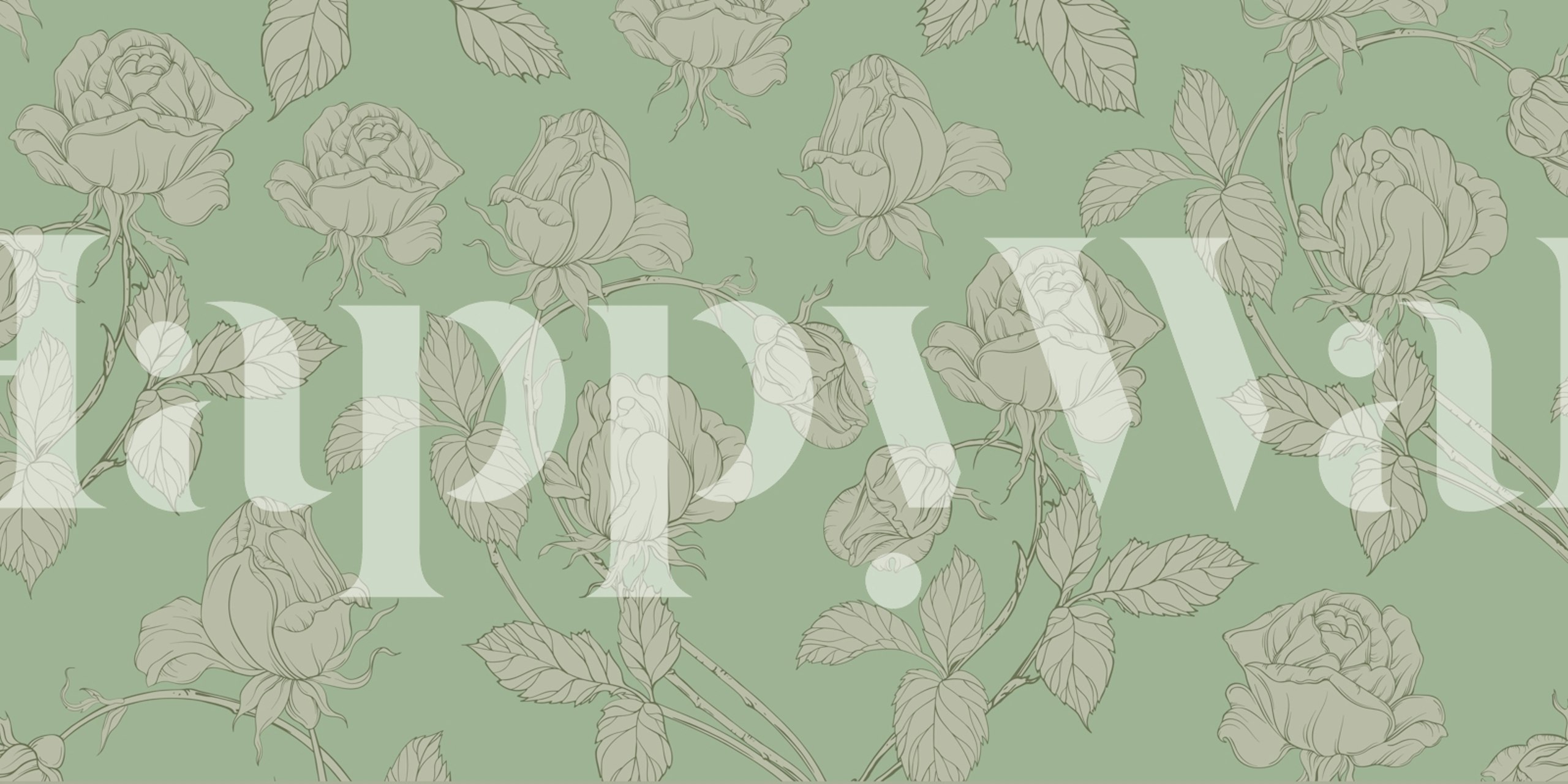 Green floral wallpaper design in a room