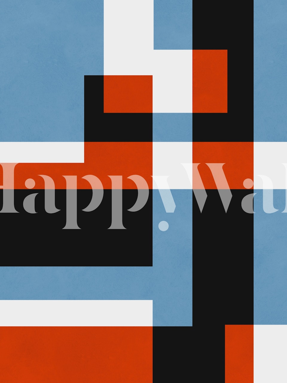 Geometric shapes in blue, red, black, and white wallpaper