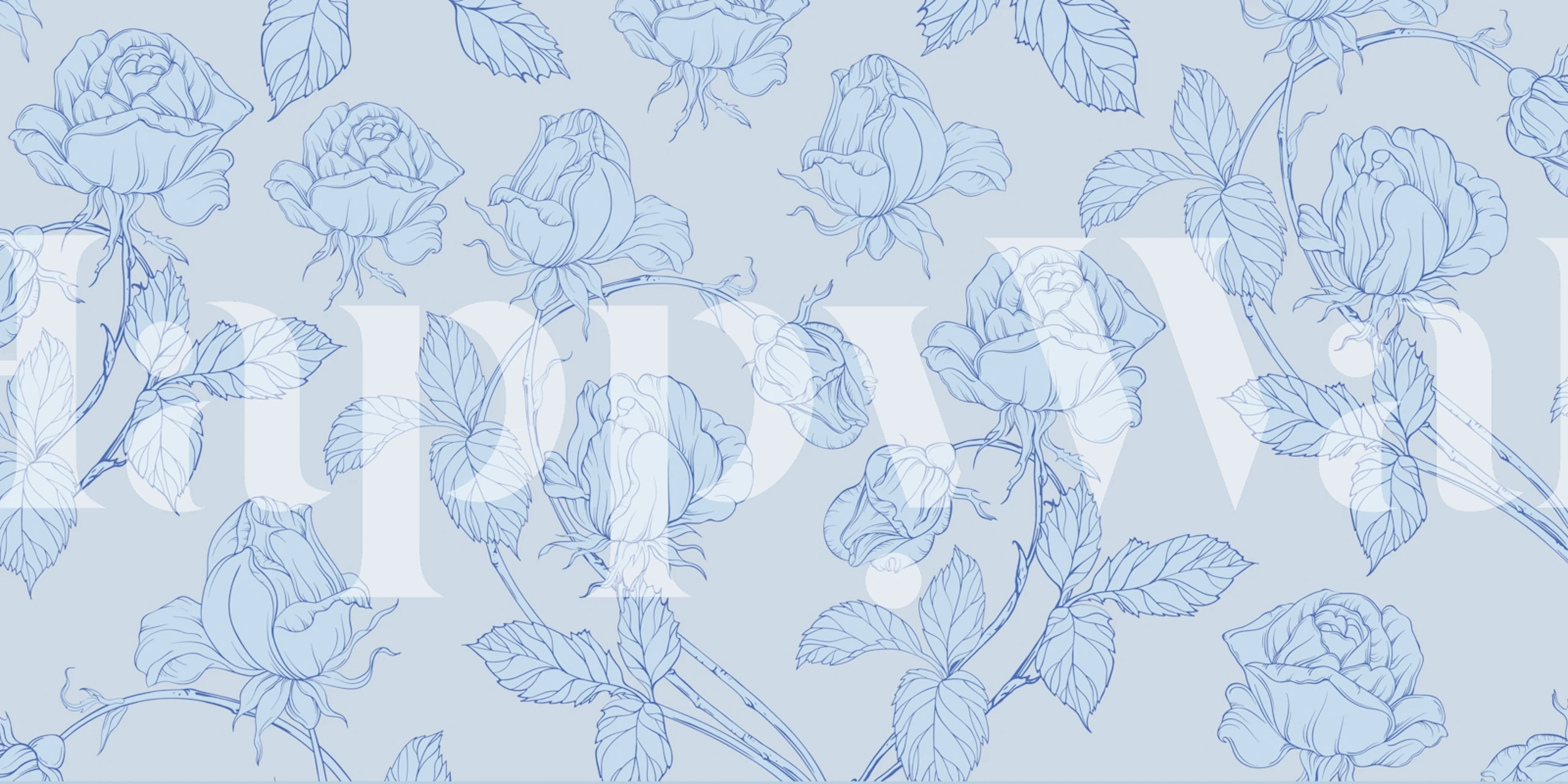 Papel de parede Blue Floral em um quarto