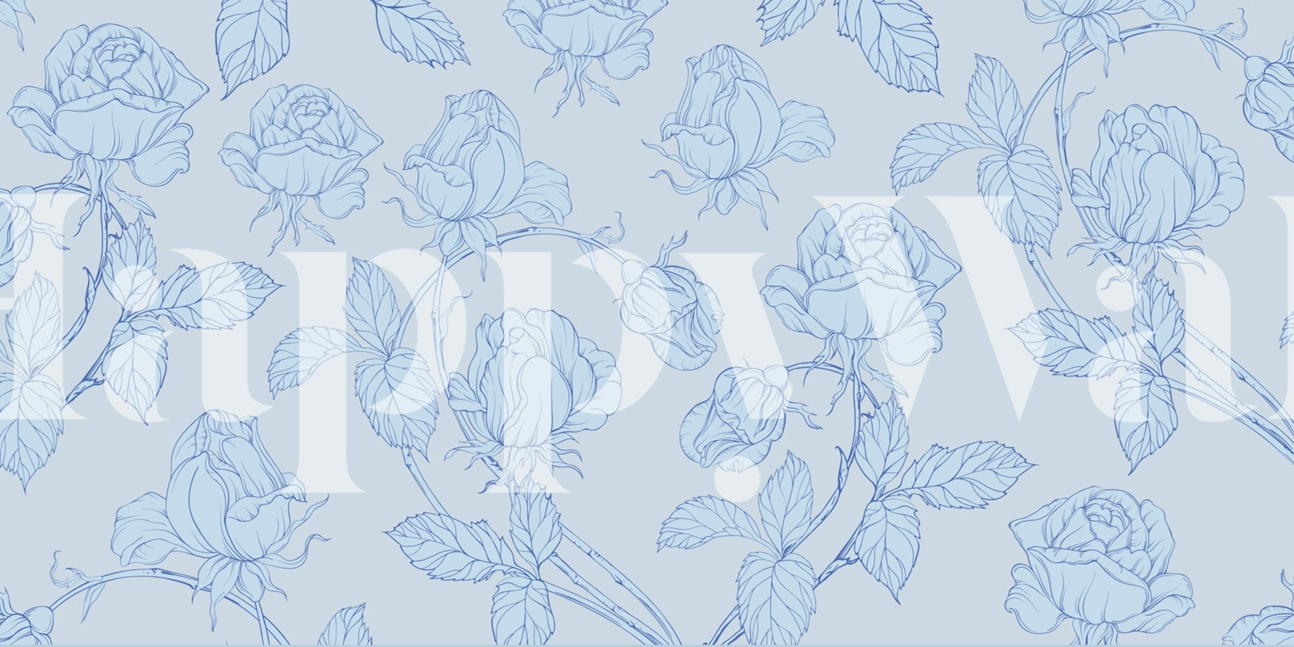 Sininen Floral tapetti huoneessa