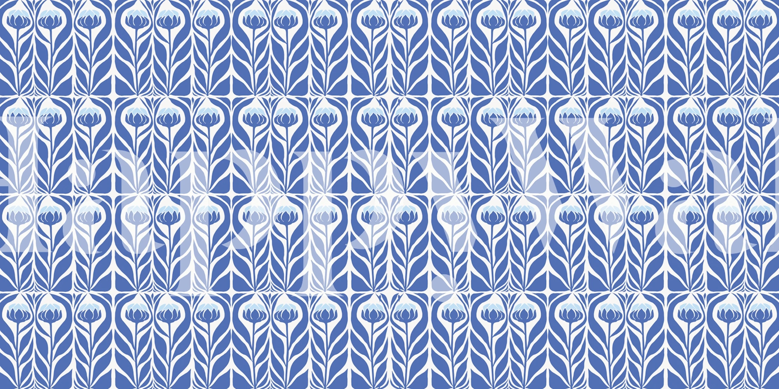 Blue flower wallpaper in a room