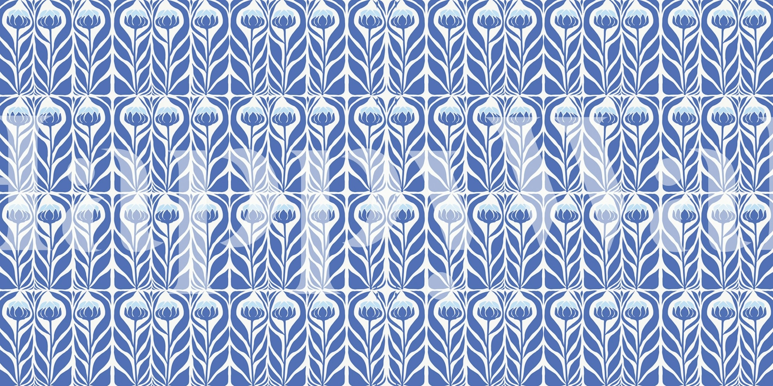 Blue flower wallpaper in a room