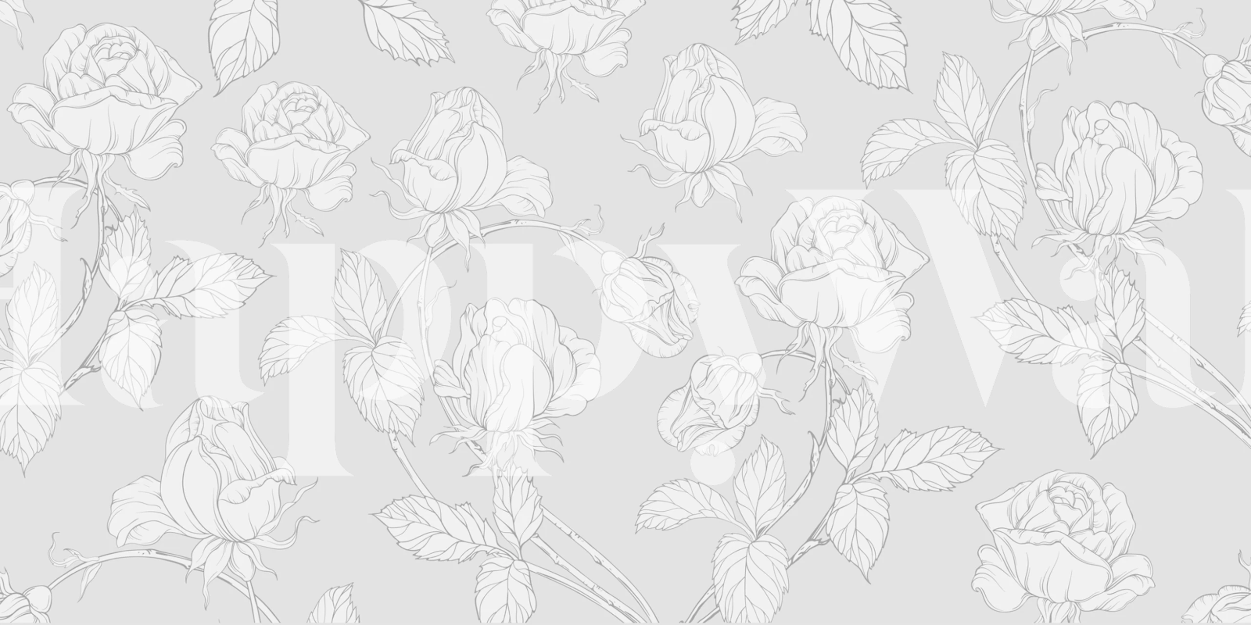 Black floral pattern design with intricate roses and leaves wallpaper