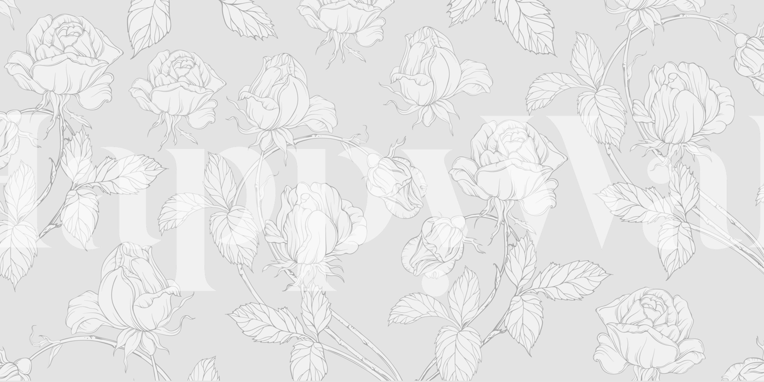 Black floral pattern design with intricate roses and leaves wallpaper