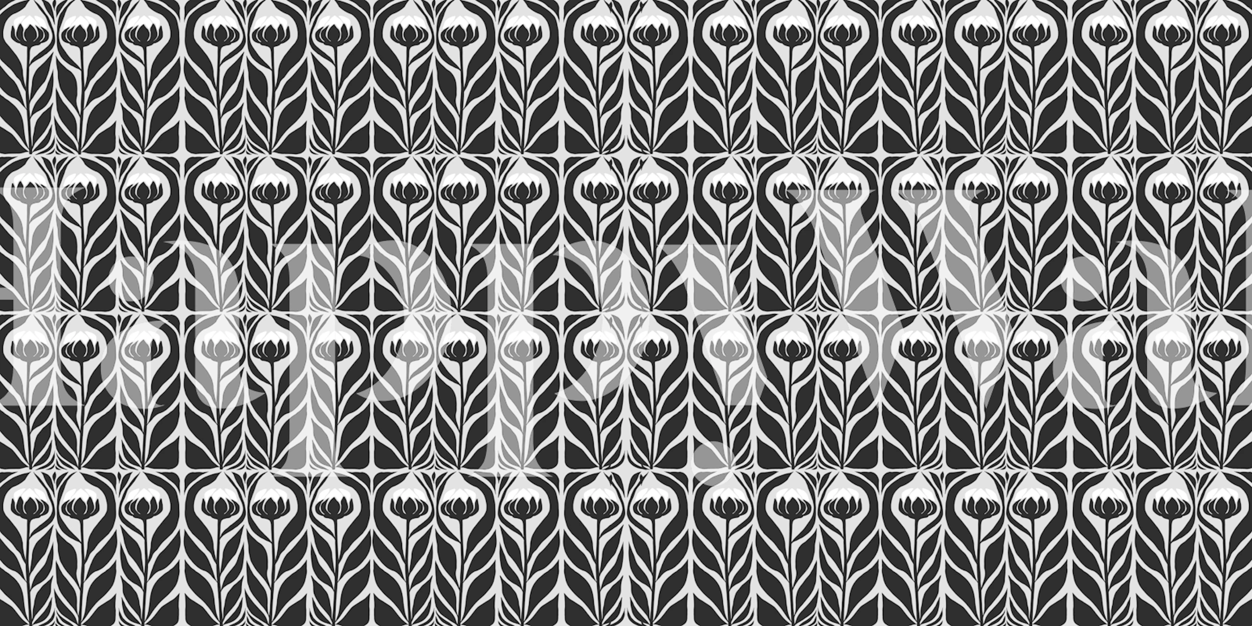 Papier peint Black Flowers affiché dans une pièce