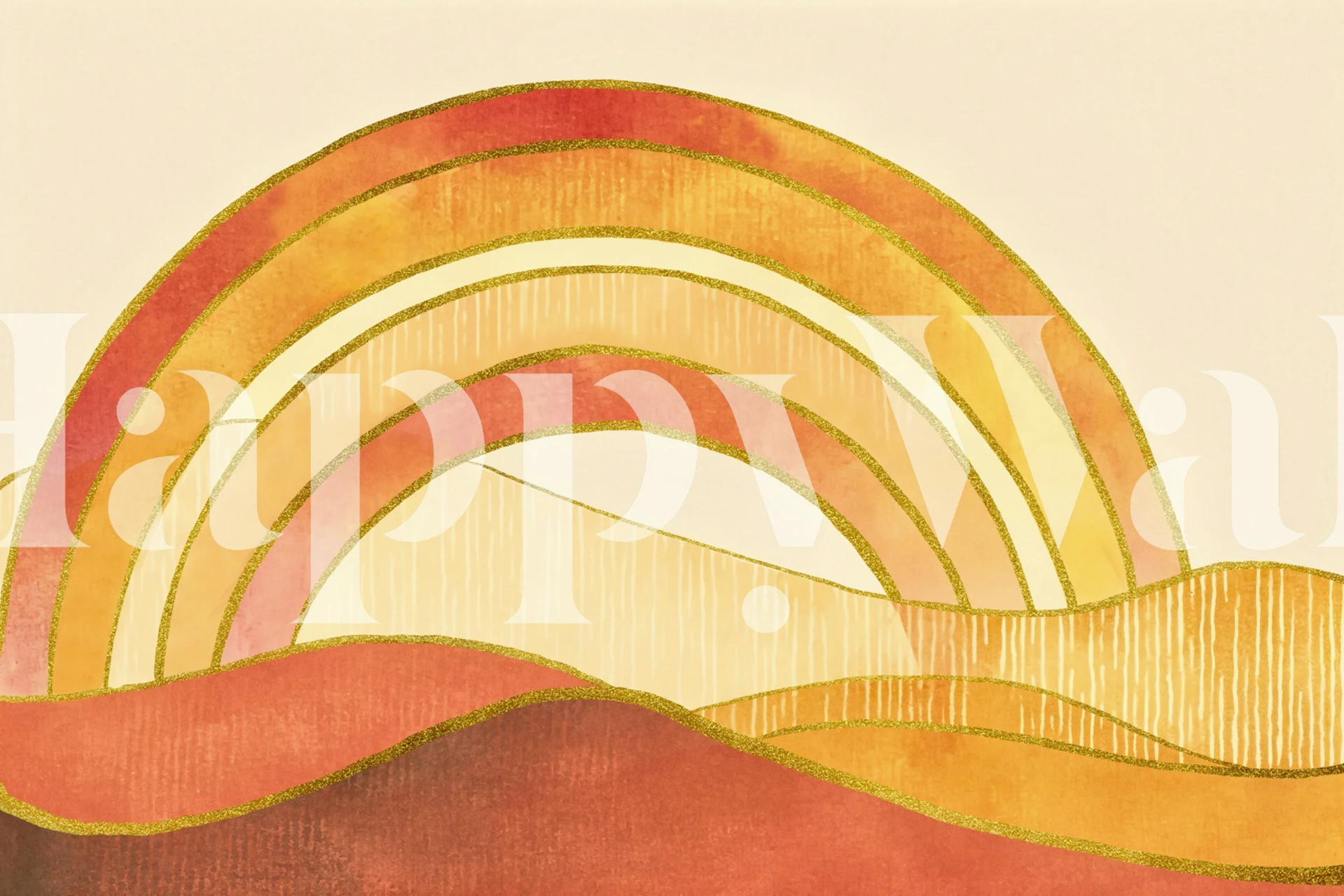 Whimsy Rainbow Land wallpaper in a room