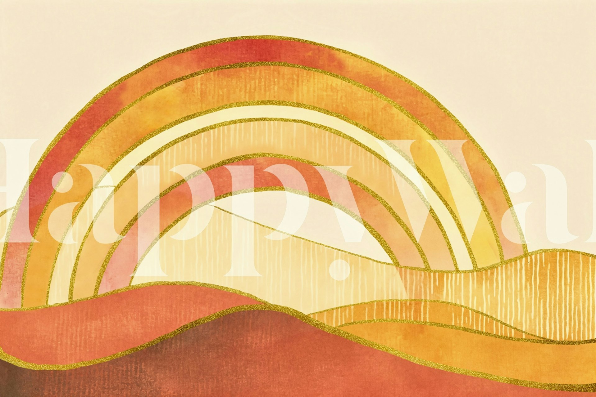 Papel pintado Whimsy Rainbow Land en una habitación