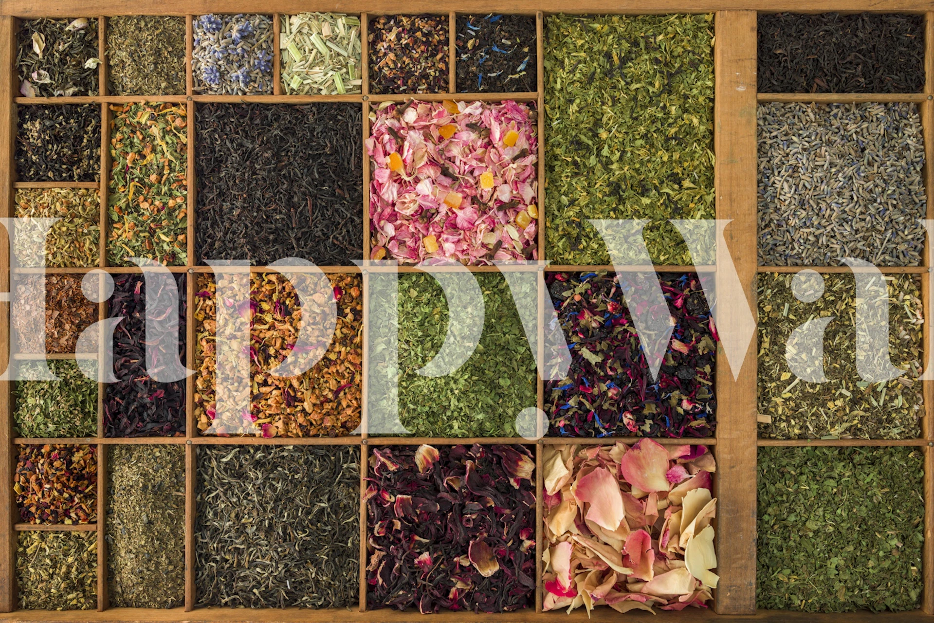 Herbal and Leaf Teas diseño de papel tapiz