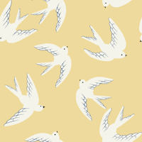 Flying Birds, White Doves on Yellow ταπετσαρία