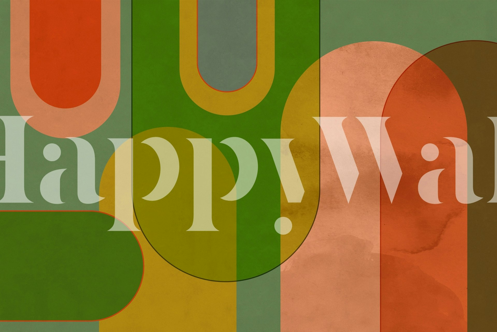 Colorful abstract arches in green, orange, and yellow wallpaper