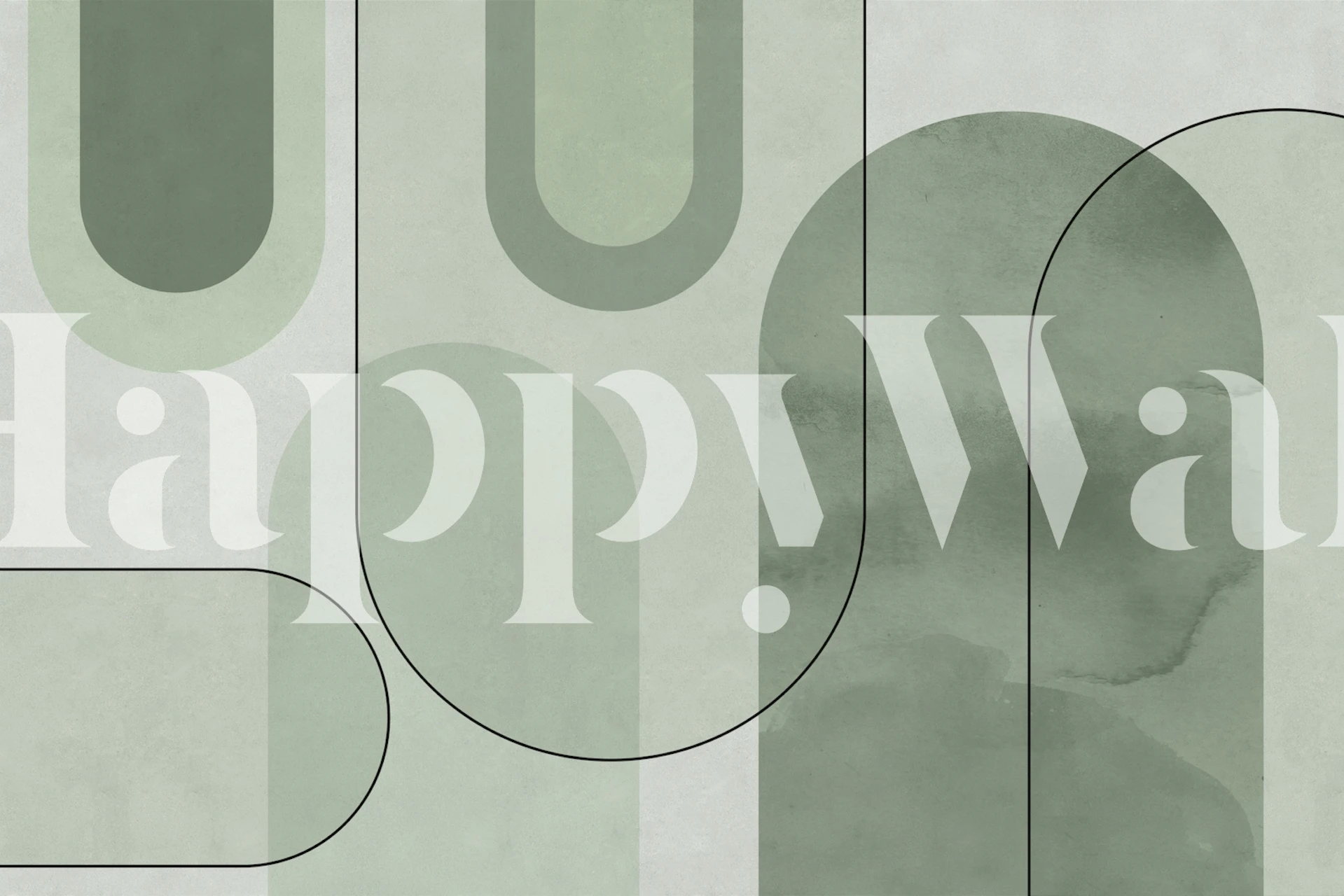 Abstract Green Arches wallpaper in a room