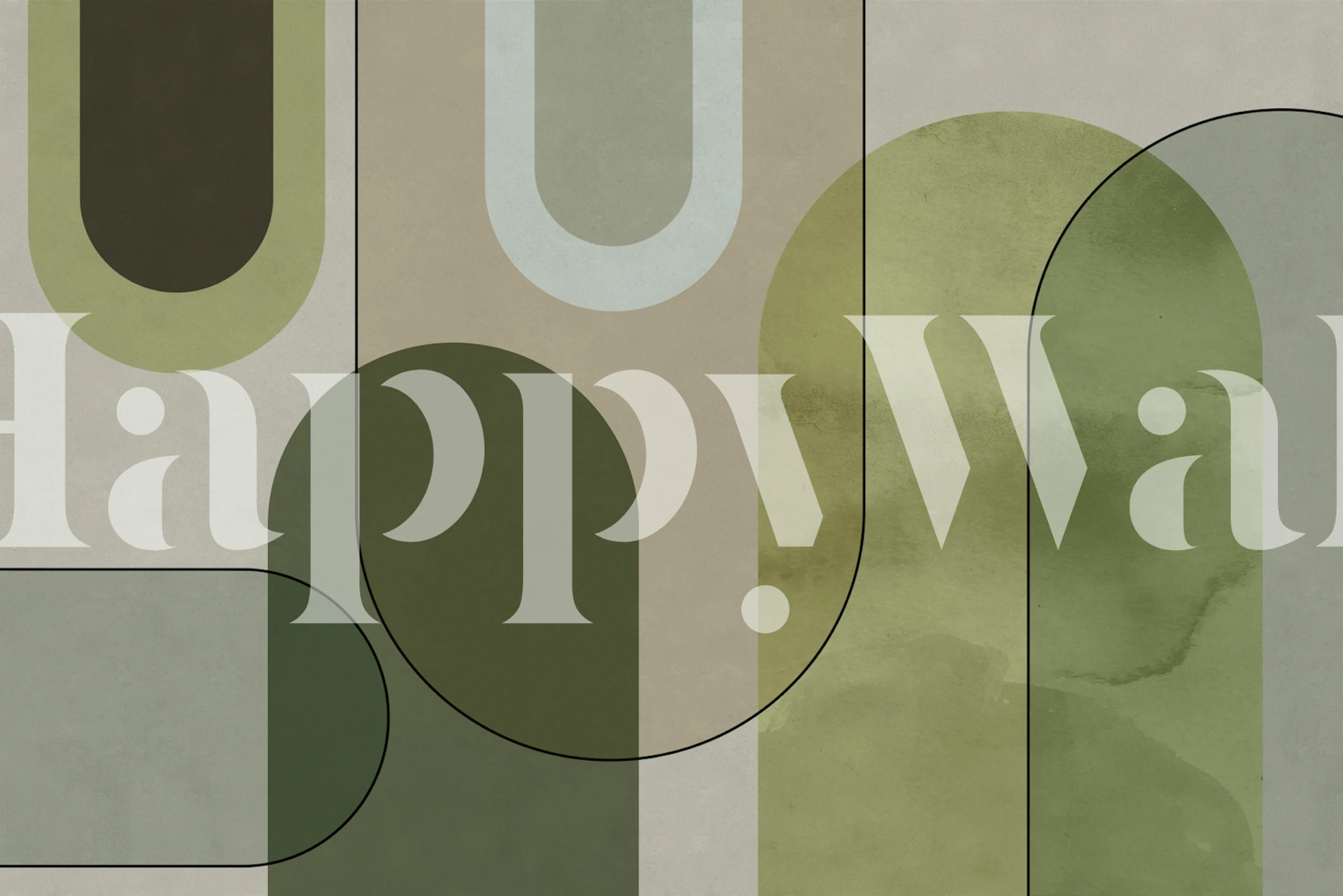 Abstract arches in muted green and beige tones wallpaper