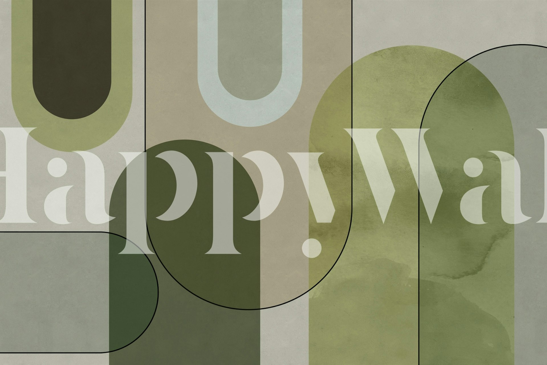 Abstract Arches Moody Green tapetti huoneessa