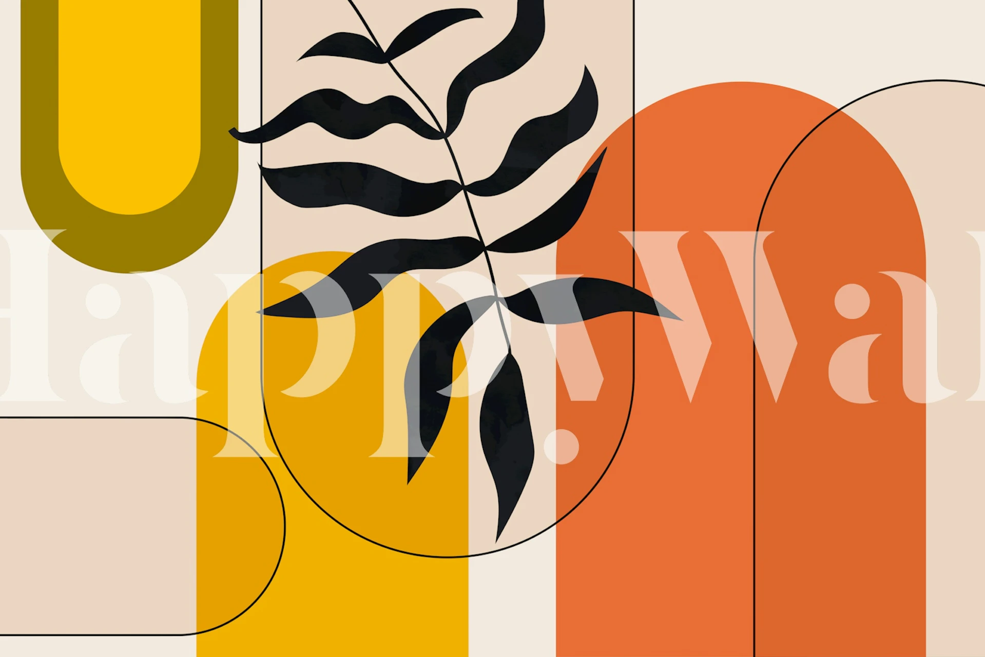 Arches and leaves wallpaper in a room