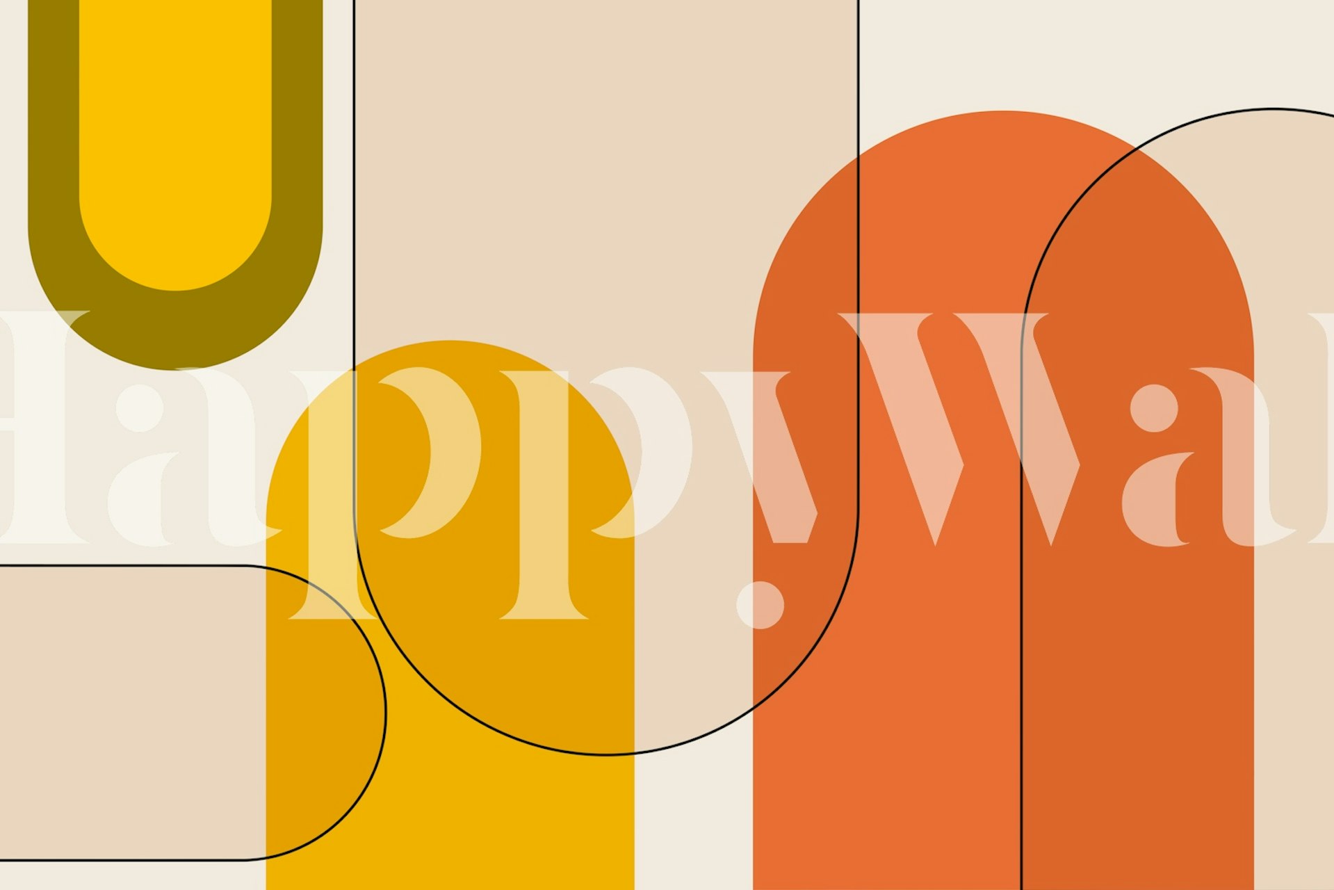 Abstrakte Bögen Minimalistische Wandtapete mit erdigen Tönen und geschwungenen Formen für eine moderne Inneneinrichtung