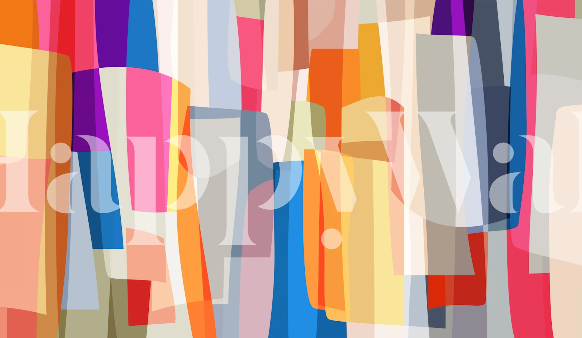 Design vibrante de papel de parede em um quarto