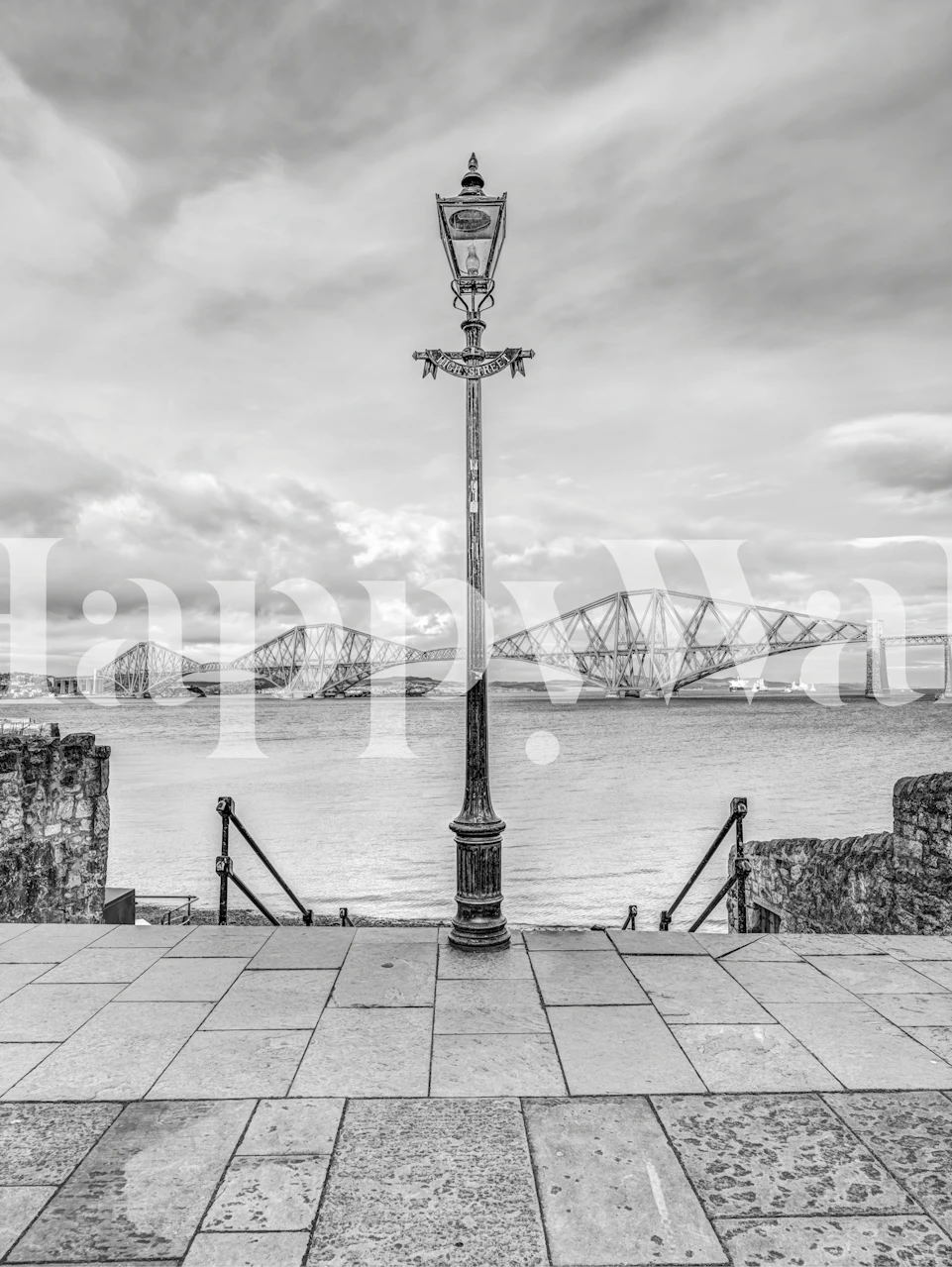 Bridge and light wallpaper in a room