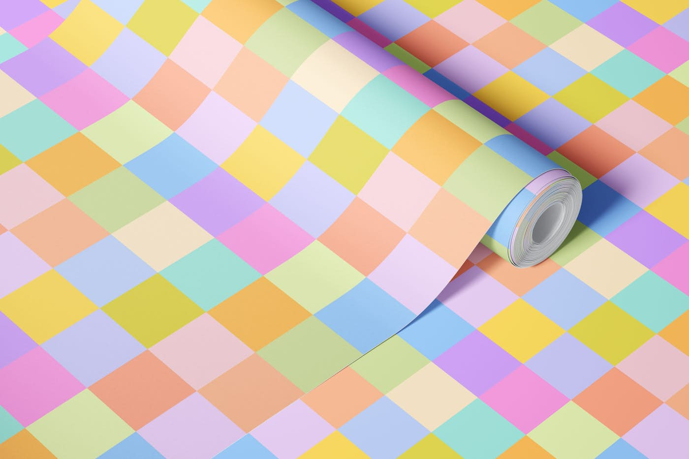 SS - Small scale rainbow checks wallpaper roll