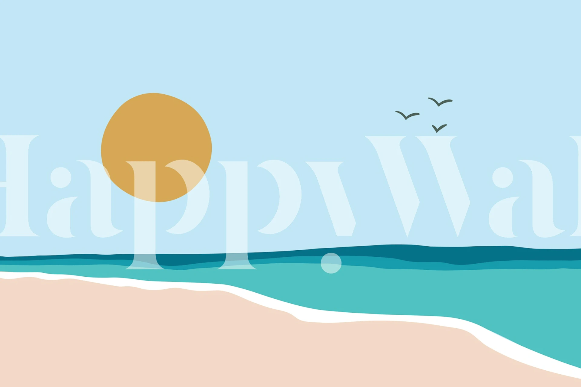 Minimalist sun and sea wallpaper in a room