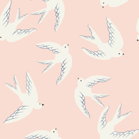 Flying Birds, White Doves on Light Pink ταπετσαρία